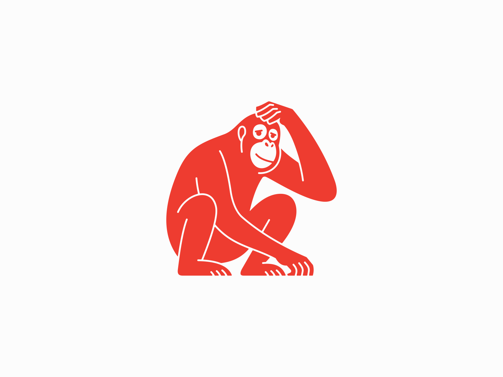 Curious Orangutan Scratching Head Logo