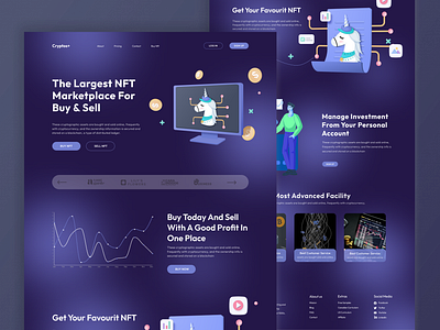 Cryptos+ __ Landing Page Design app branding design graphic design illustration logo typography ui ux vector