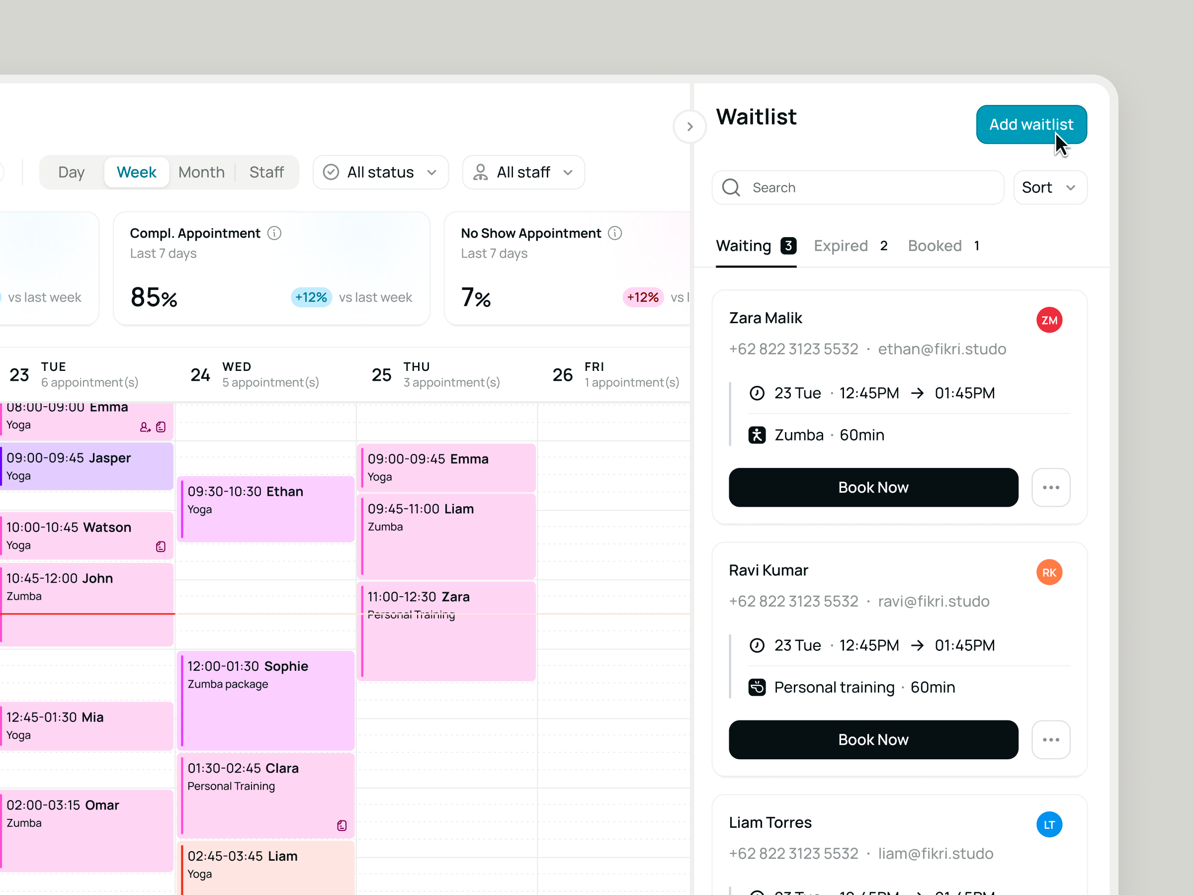 Schedulo — Create Waitlists & Add as Appointments in Booking App appointment booking app customer service dashboard employee marketing product product design reservation saas saas design sales service booking staff ui ux web design website wellness services