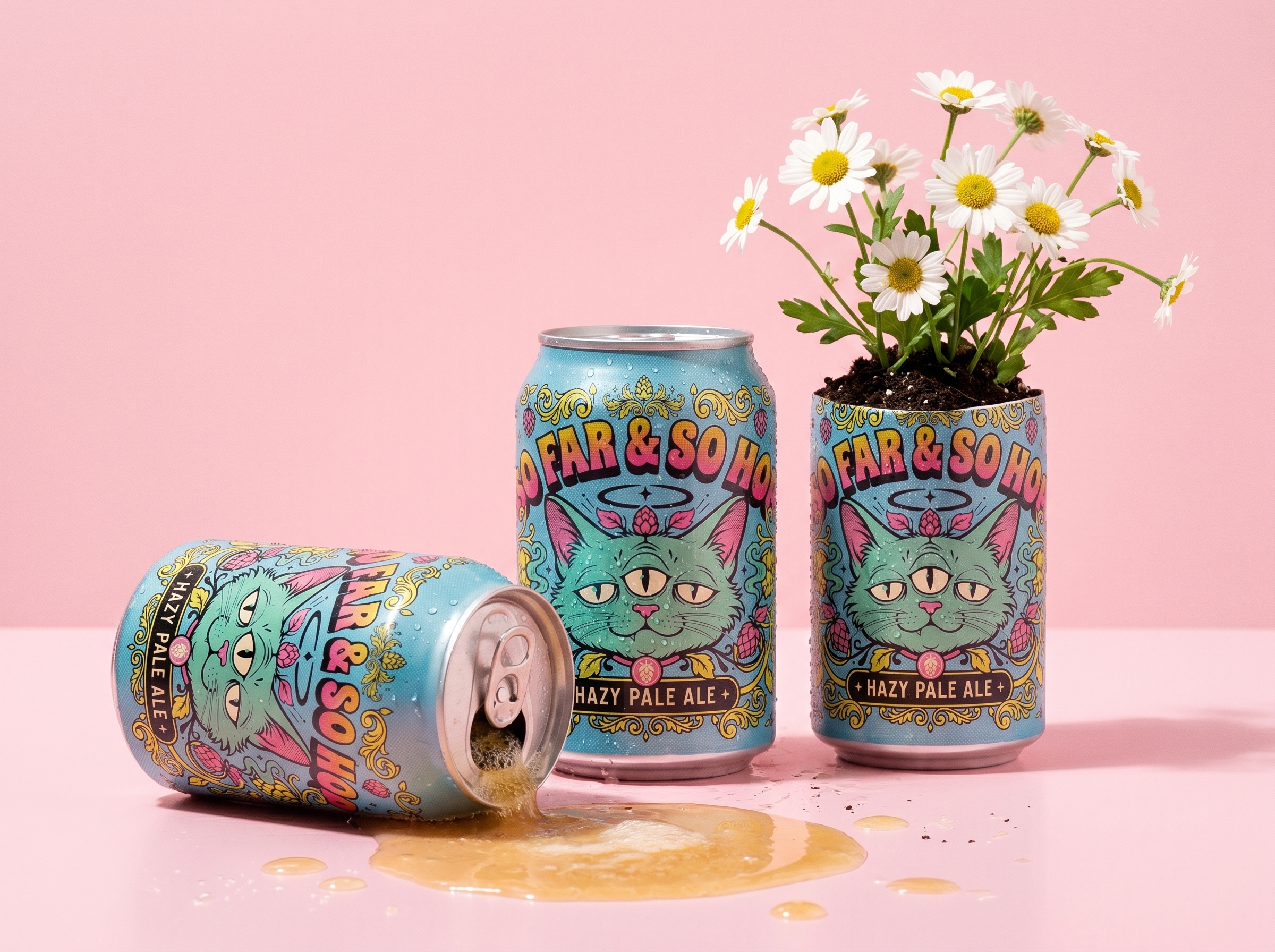 So Far & So Hop - Branding & Packaging beer bold branding brew brewing can craft drink gen z hop label luxury megadeath minimal modern packaging retro vintage