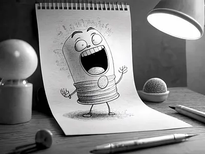 Happy Cartoon in Pencil Design design illustration illustrator