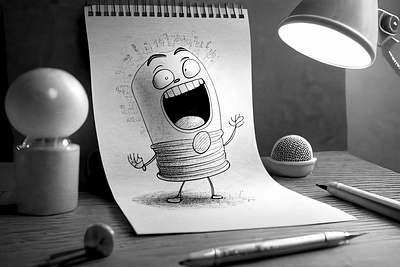 Happy Cartoon in Pencil Design design illustration illustrator