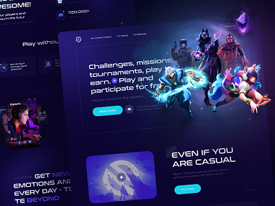 Landing page - Game skill monetization service cyber dark design esports game gaming landing landing page page play site tournaments ui ux web website