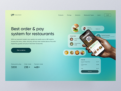 Unipay - Order & Payment System for Restaurants Website design food order food tech menu minimal payment qr code restaurant saas scan ui uidesign uiux ux web design website
