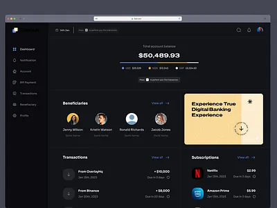 Cheque Finance - Dashboard dark theme blockchain branding defi design illustration logo ui uiux web3 website