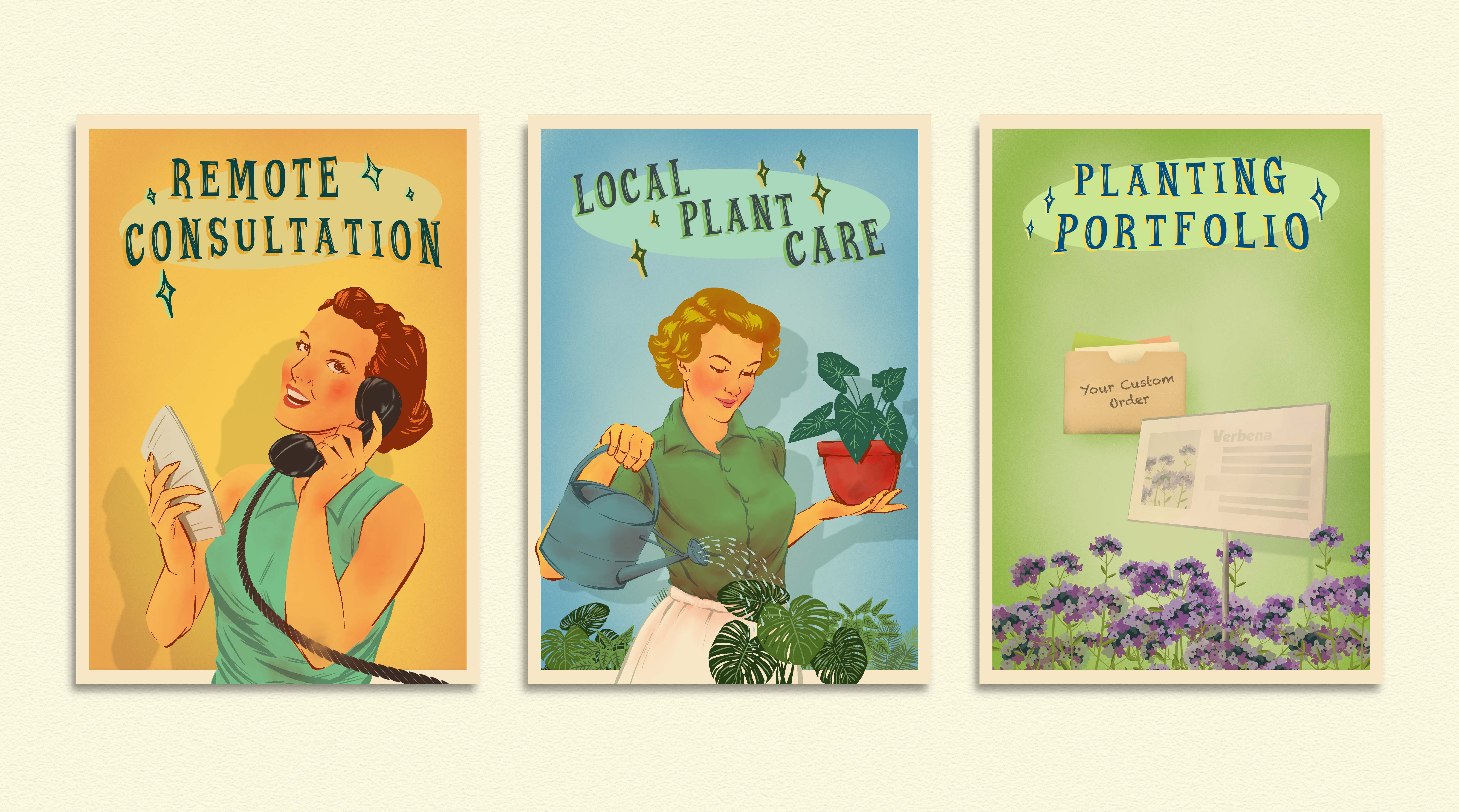 Atomic Plants — Logo & Poster Series 1950s poster americana design atomic age graphics branding custom illustrations design fun brand identity graphic design illustrated brand assets illustration midcentury illustration plant plant business branding retro logo design retro poster design vintage branding