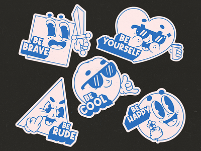 Mood Boost Sticker Pack 30s style branding cartoon character design clothing merch cute design funky graphic design illustration oldschool sticker pack stickers vector vintage