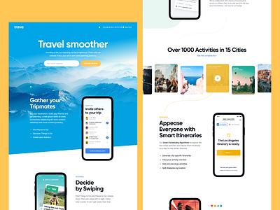 Landing page for Trava app clean colorful design flat ios iphone kalman landing light magyari mockup page preview product web app