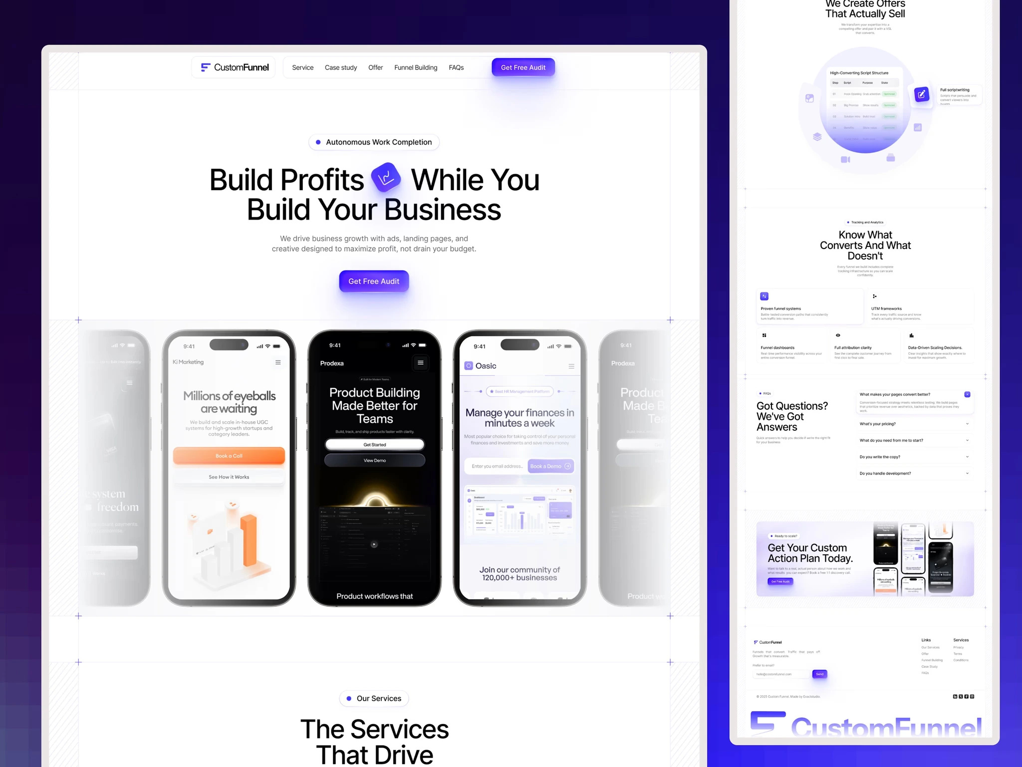 Custom Funnel — Website Redesign figma framer illustration responsive design webdesign