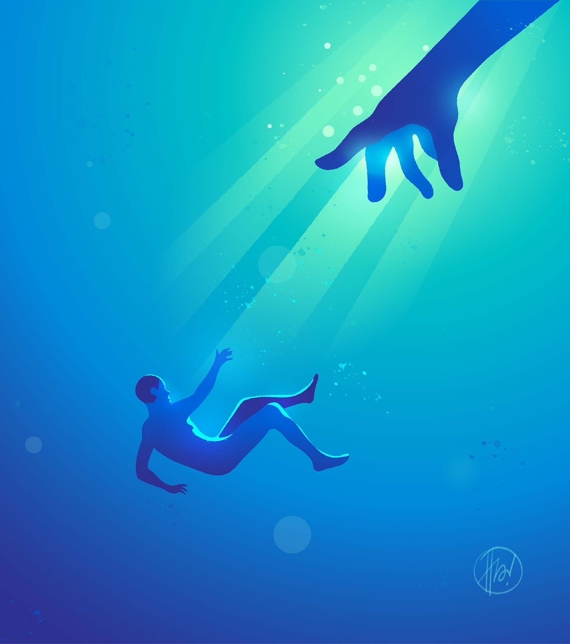 Falling Deep deep water ersion falling down help i illustration ocean