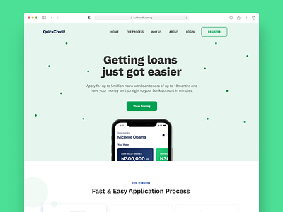 Quick Credit - Loan app landing page blue clean ui credit design desktop green interface landing page loan app ui ux visual design web design