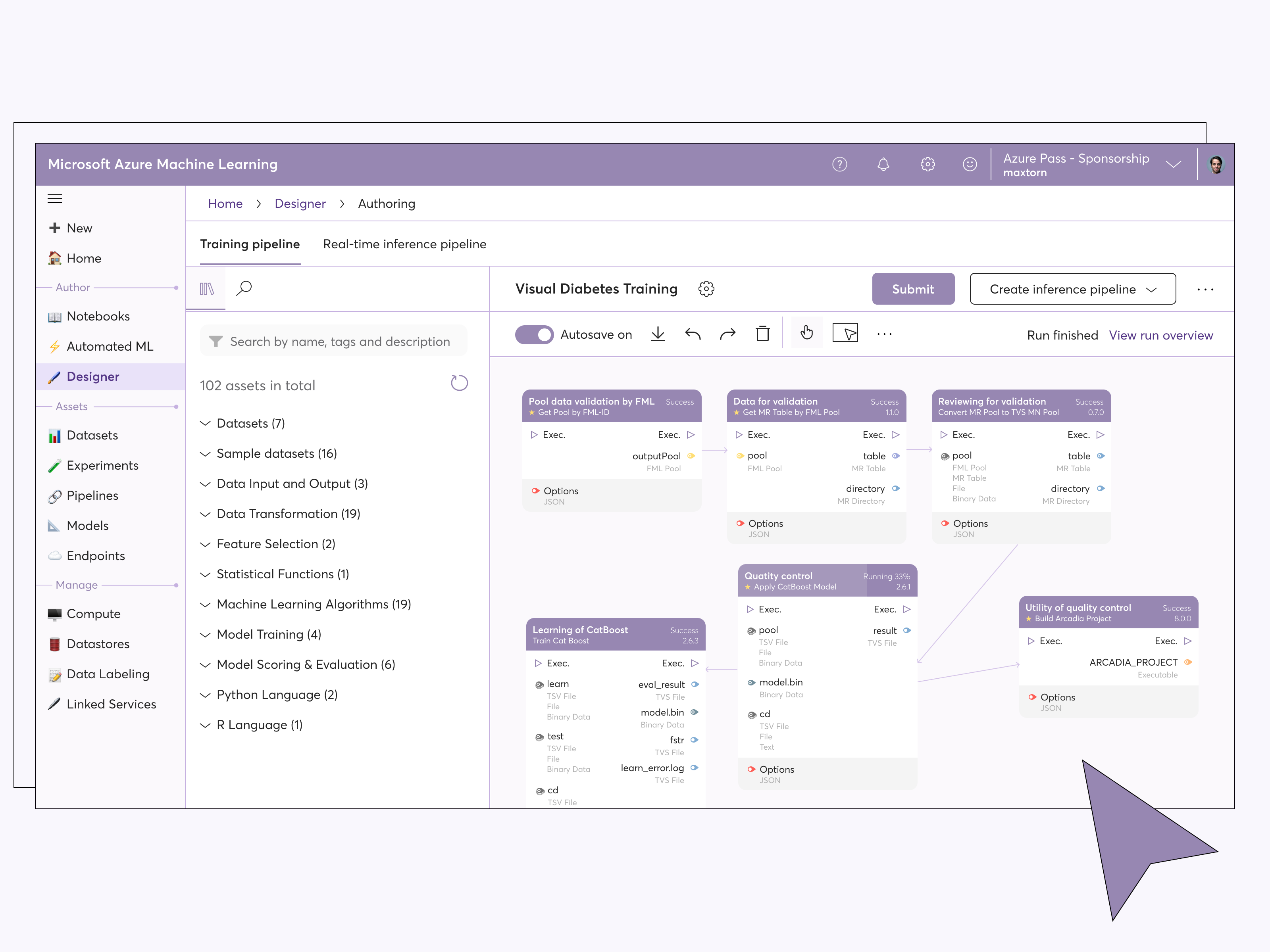Example of Microsoft Azure Machine Learning Redesign
