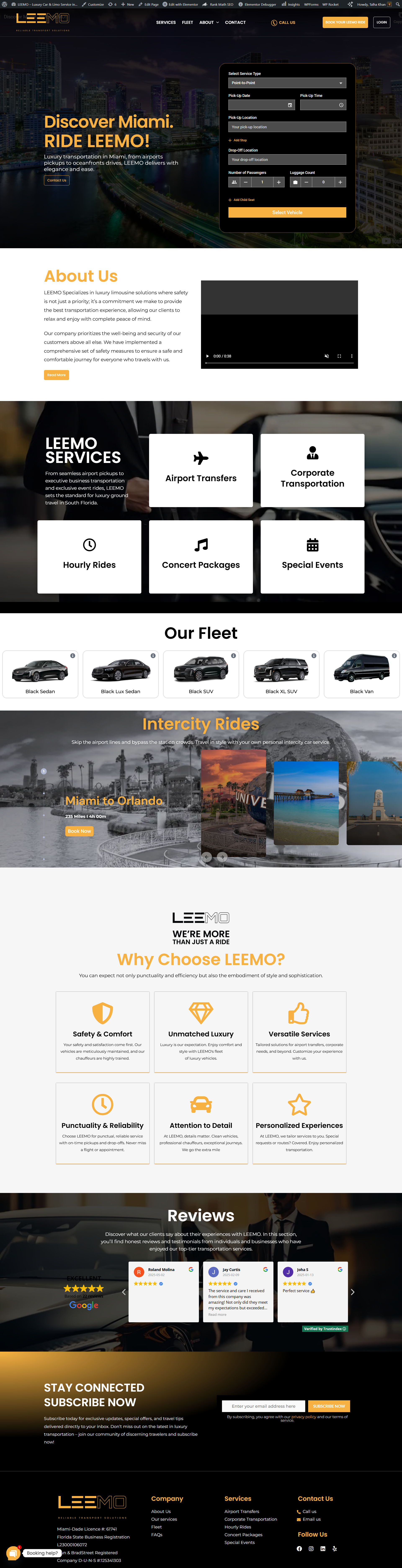 Miami Limousine Website Redesign astra theme case study design elementor limousine website miami web design portfolio project responsive web design service website small business website speed optimisation ui woocommerce wordpress wordpress redesign