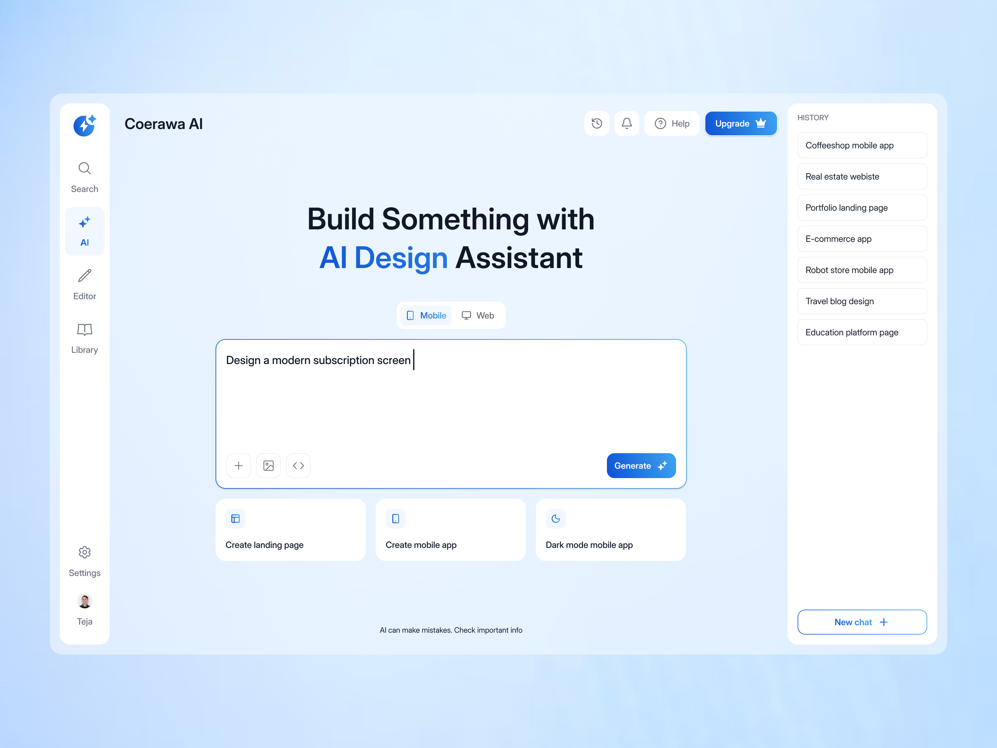 Coerawa AI Co-Pilot for UI UX Designers ai co pilot ai co pilot for ui ux designers ai dashboard ai dashboard design ai design assistant ai figma ai helper clean dashboard dashboard dashboard design teja dermawan teja design teja salangka teja salangka dermawan