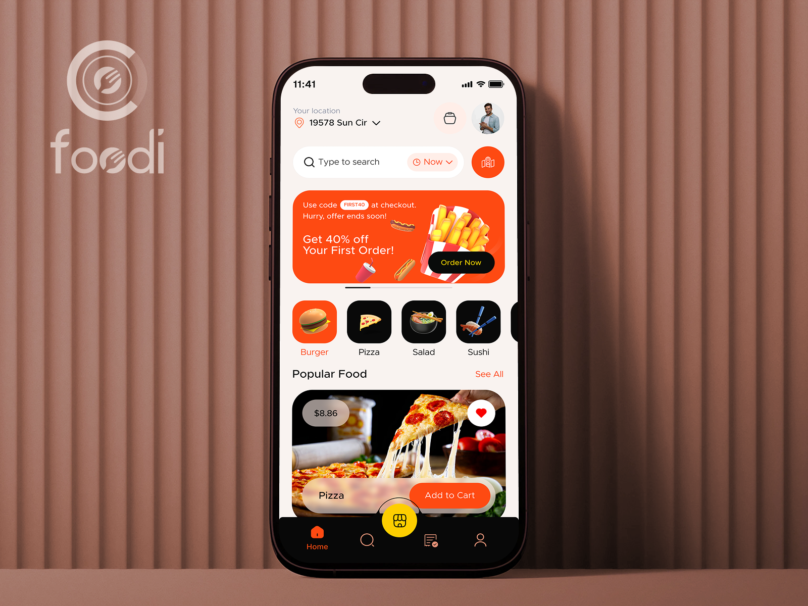 Ai food app design ai food app burger app delivery tracking food app food delivery food menu ui food ordering app graphic design mobile app modern ap pizza app restaurant app design ui