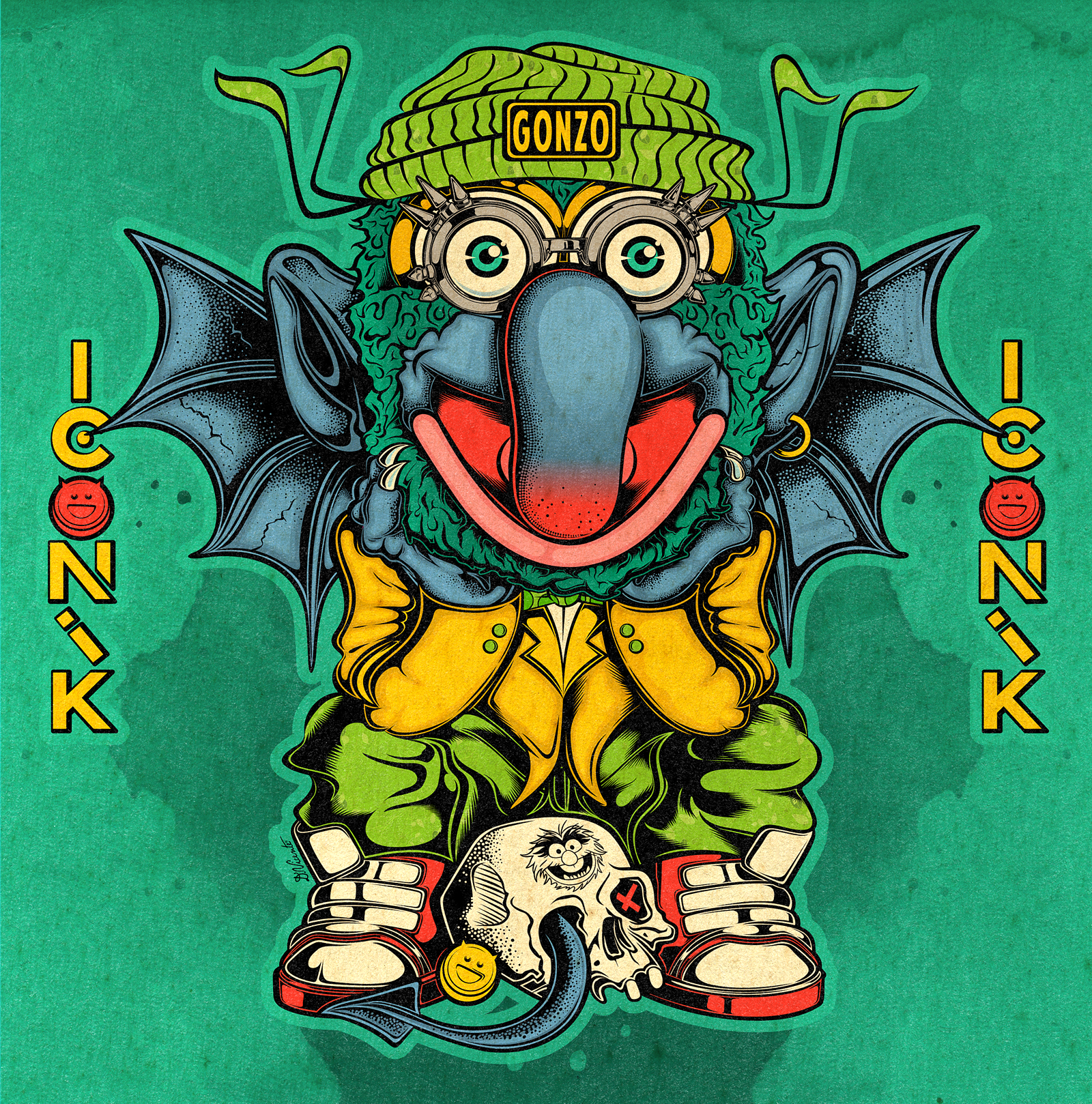 WILD CHILD ICONIK #45 - GONZO THE GREAT cartoon art character design creature design daredevil character eccentric character gargoyle art gonzo gonzo the great iconik illustration jim henson lowbrow art monster design muppet art pop culture art puppet art retro television television nostalgia the muppet show wild child