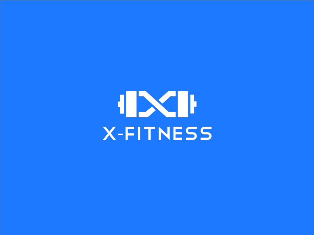 X-Fitness branding fitness flat minimal letter dumbell gym simple logo