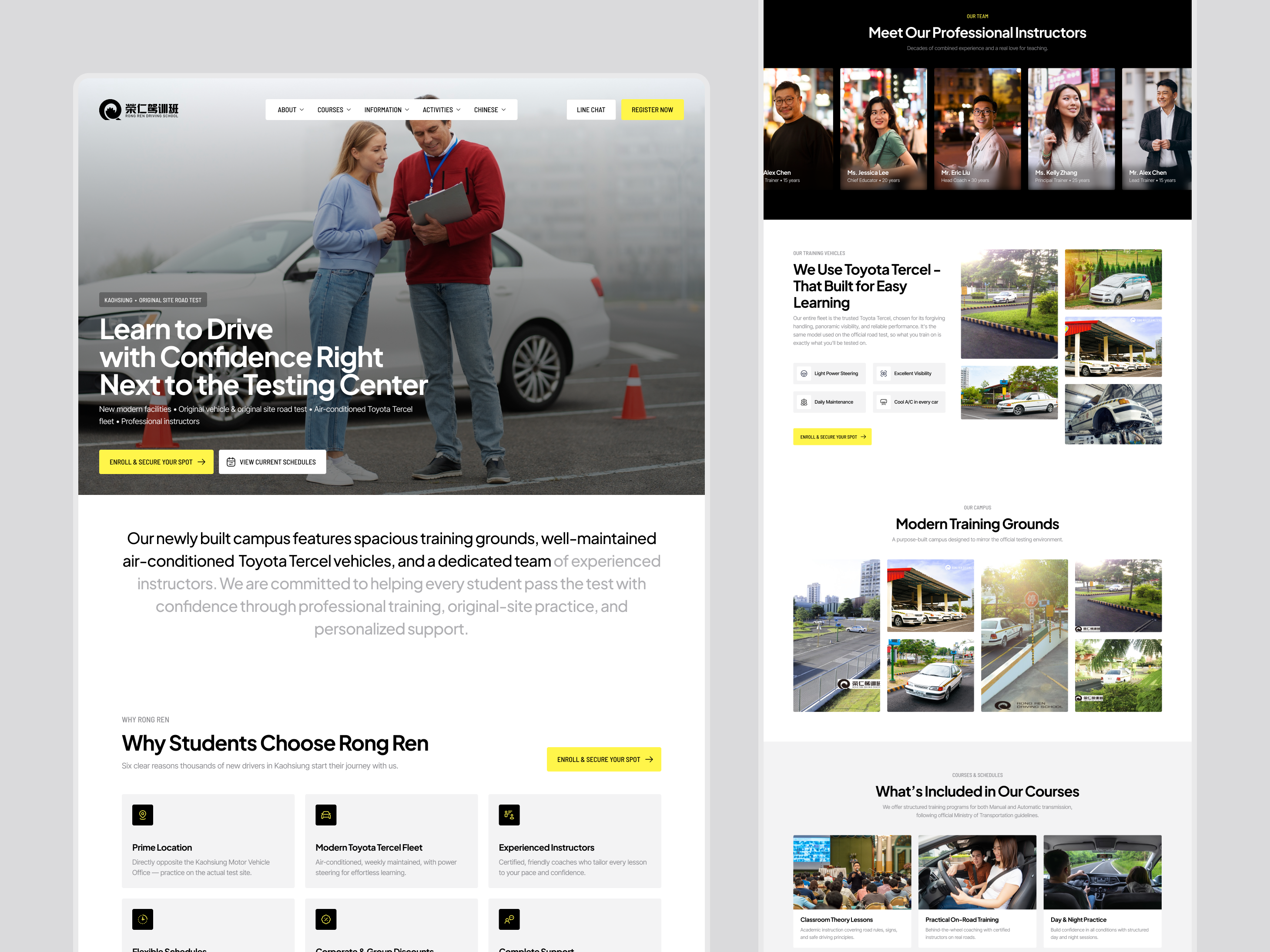 Rong Ren Taiwan - Driving School Website UI/UX best design in taiwa clean design driving school figma design landing page minimal modern website premium radiyal taiwan driving school website taiwan website agency taiwanese website design ui ui design web design web ui design website design