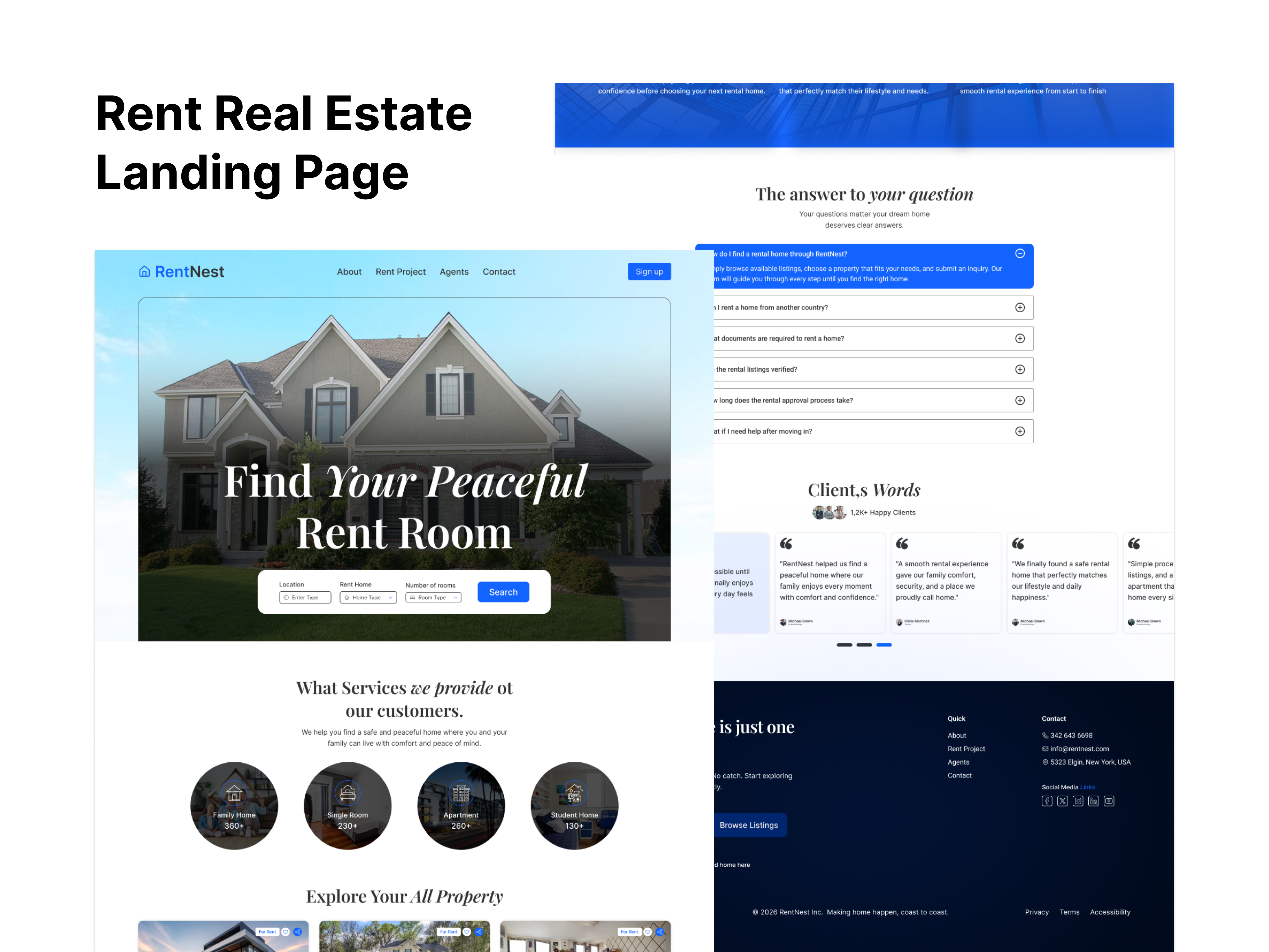 Rent Real Estate Landing Page UI Design branding businessgrowth conversiondesign customerexperience design dribbble figmadesign globalbusiness graphic design landingpagedesign leadgeneration logo onlinemarketing propertymarketing realestatebusiness salesgrowth ui userinterface vector