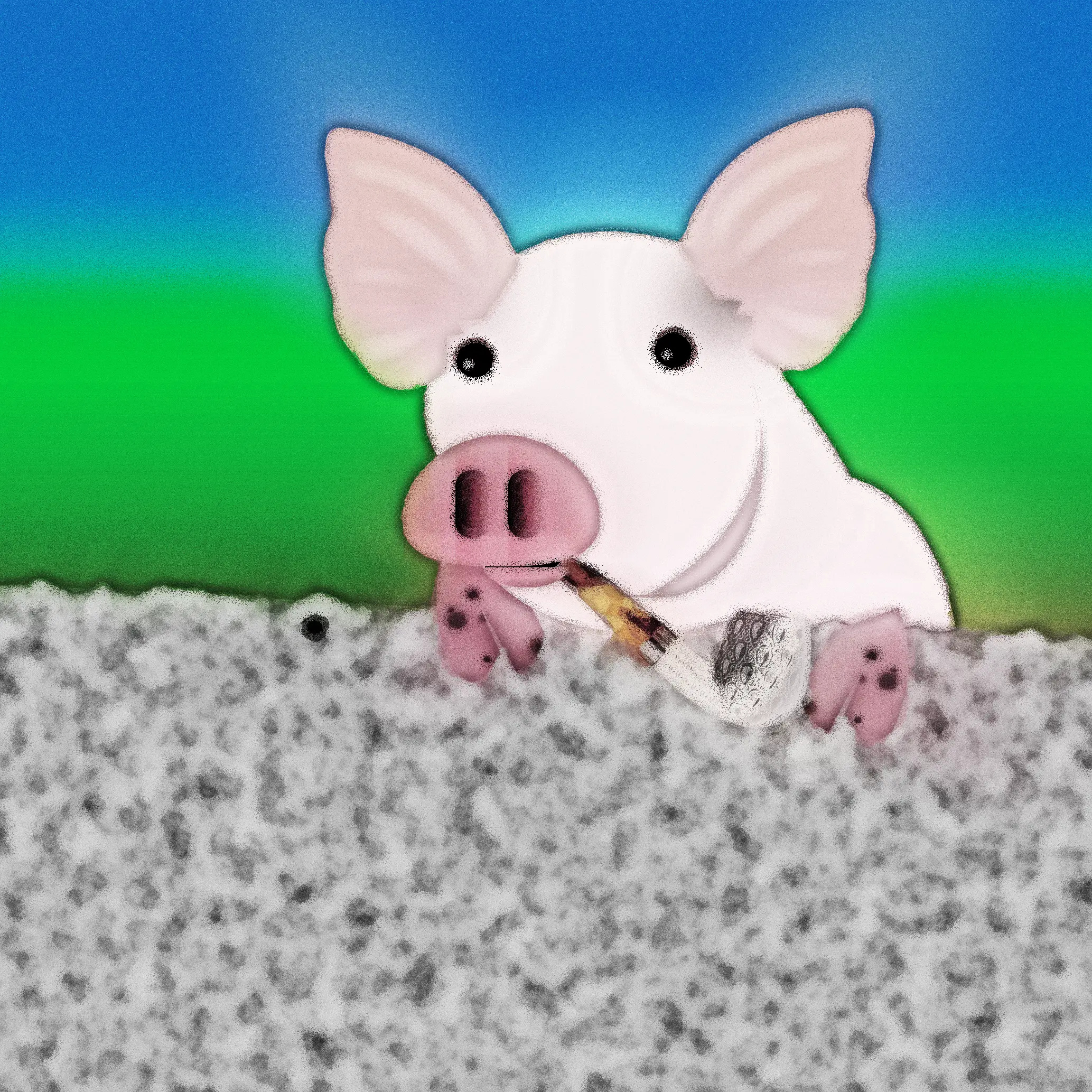 pig 'n' pipe :: banger 08052026 banger doodle illustration meerschaum noise oink oinker pig pipe shunte88 vector