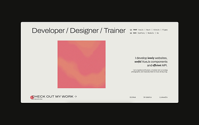 Personal portfolio - Home page abstract color developer displacement fraktur grid home javascript minimalism portfolio threejs typography ui vue displacement slideshow vuejs