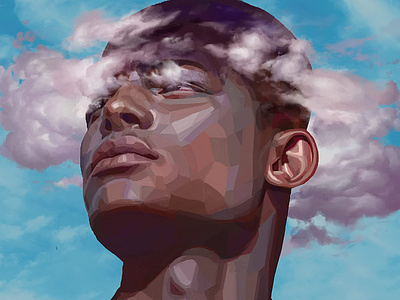 Album clouds conceptual daniel clarke digital painting folioart illustration portrait visual metaphor