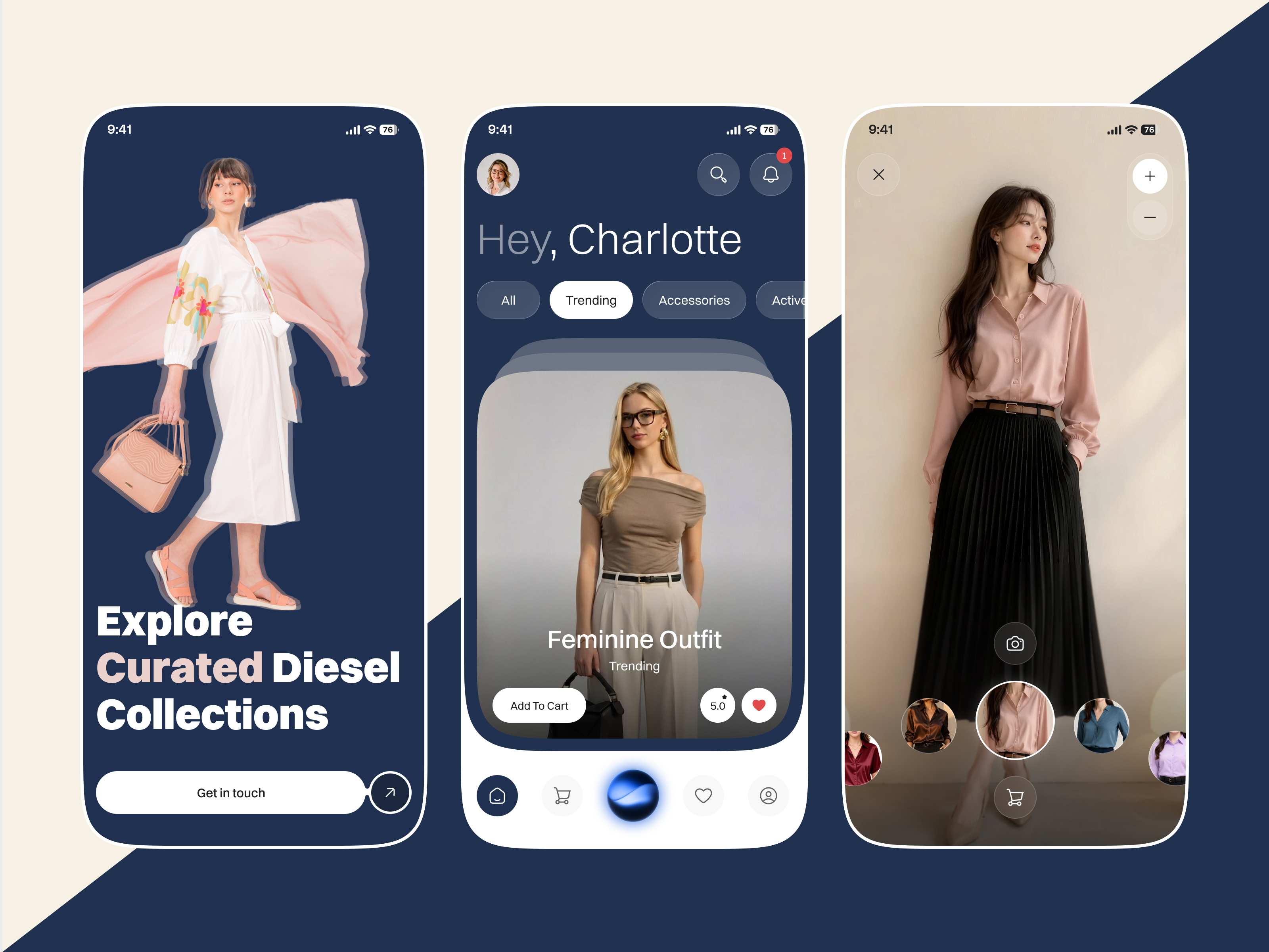 AI Fashion Shopping App | Mobile UI/UX Design ai ai fashion ai fashion app animation app app design app store artificial intelligence clean design ecommerce app google play mobileapp outfit app productdesign shopping app style assistant virtual stylist virtualtryon wardrobestylist web