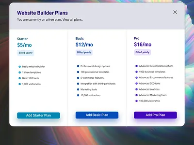 Website Builder Tier List Card and Features design dribbble figma ui ux
