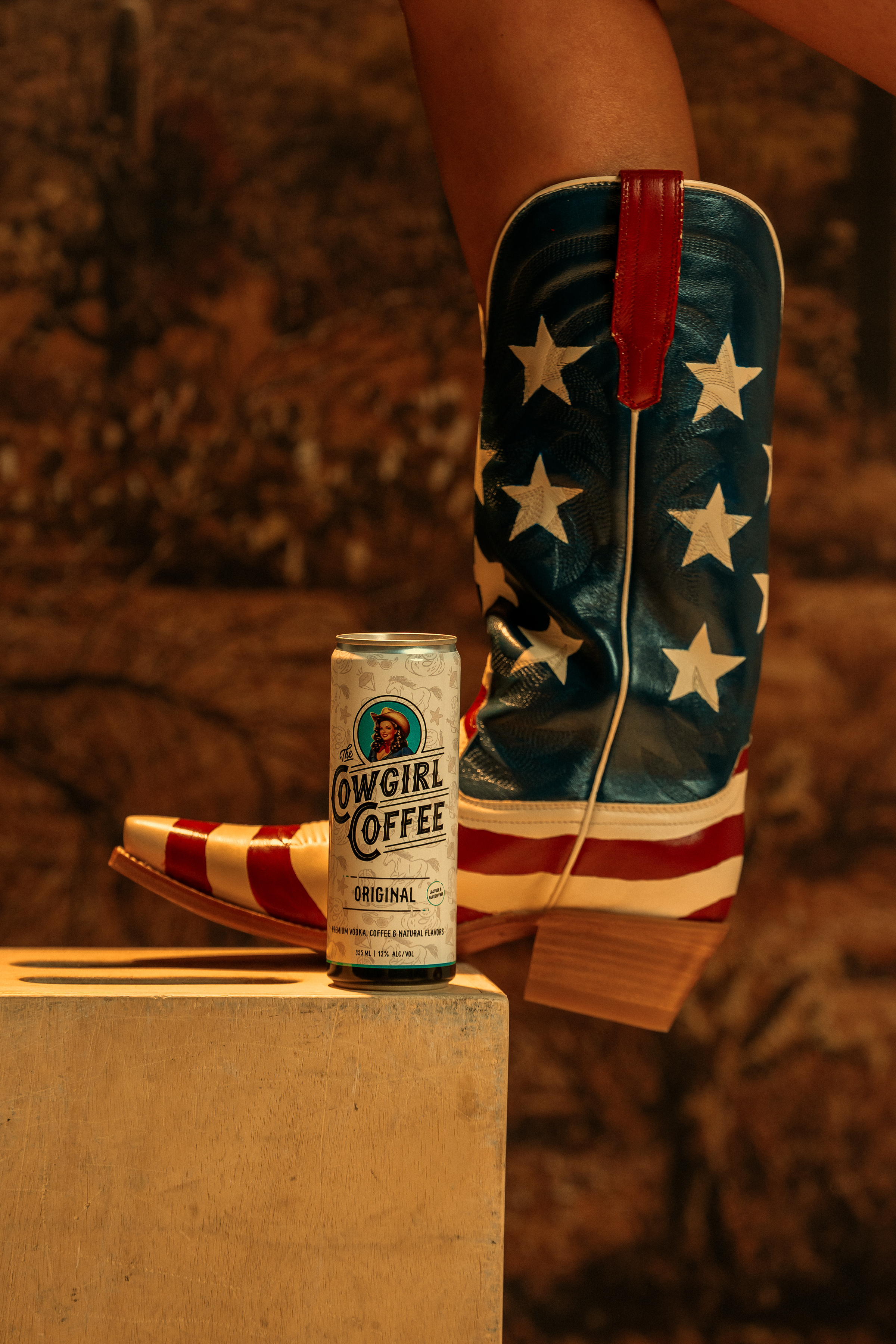 Cowgirl Coffee Cocktail Packaging alcohol brand branding can cocktail coffee country cowboy cowgirl design graphic design illustration label label design logo packaging packaging design rodeo vodka western