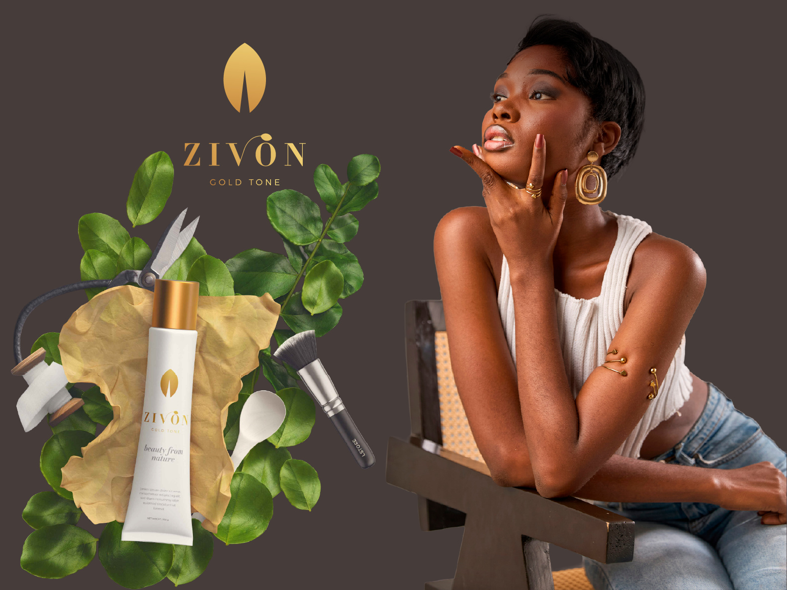ZIVON Gold Tone beautybranding beautybrandlogo black women brandidentity branding brandmark cosmetic brand logo goldlogo graphicdesign leaflogo logoinspirations luxurybranding naturalbeauty productpackaging skincarebranding