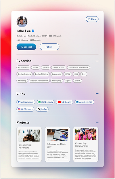 Profile Card Concept cardui design dribbble glassmorphism profile ui ux