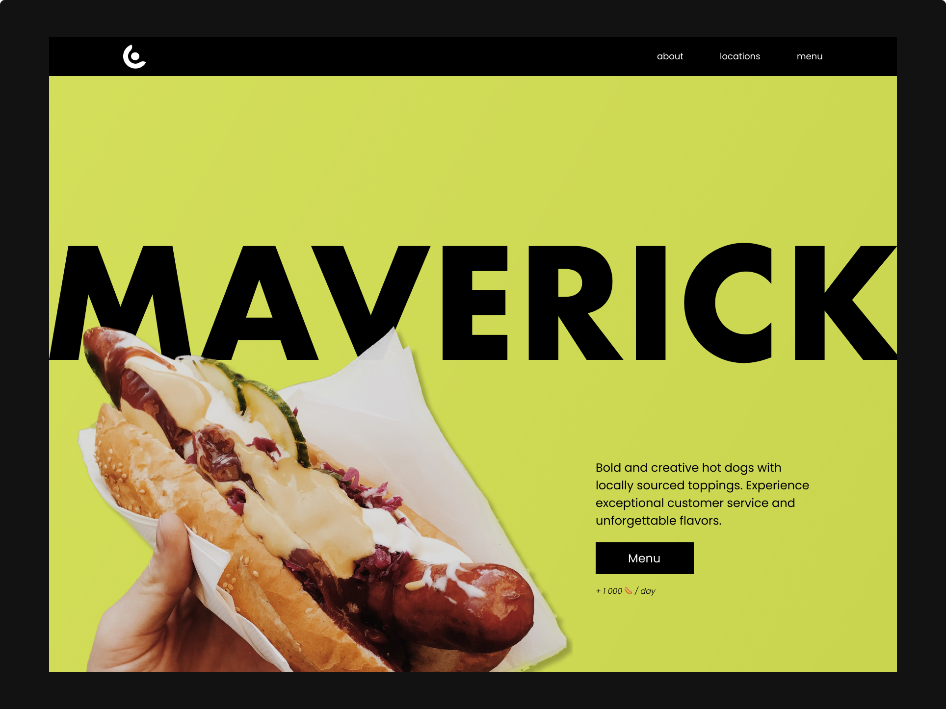 Maverick Hot Dogs business business web design designer food graphic design landing landing page landingpage maverick modern modern design ui web web page webdesign webpage website websites yellow