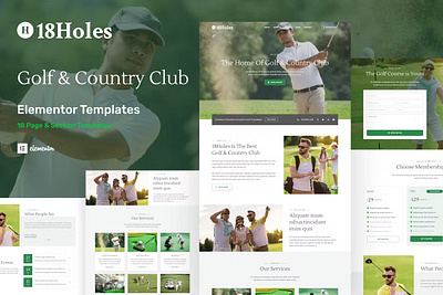 18 trous - Template Kit Elementor pour site Web Golf & Country design illustration