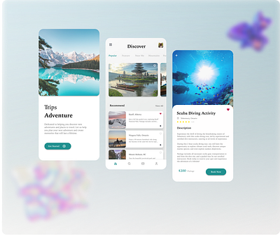 Trip Booking Mobile UI Design adventure app design clean design ios design landing page mobile mobile app travel page ui ui ux design visual design