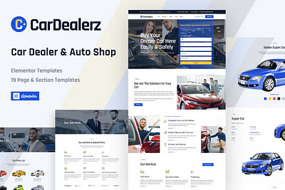 CarDealerz - Template Kit Elementor for Car Dealer and Auto Shop branding illustration logo