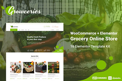 Growceries - Basic Grocery and Food Kit Template branding design graphic design illustration logo