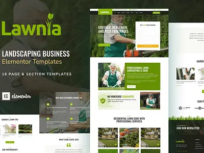 Lawnia - Gardener & Landscaper Business Elementor Template Kit branding design graphic design illustration