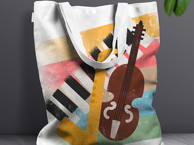 Music Festival Tote Bag Design bag branding custom illustration design illustration illustration art illustration digital music music festival music instrument piano procreate sax saxophone sound tote bag violin