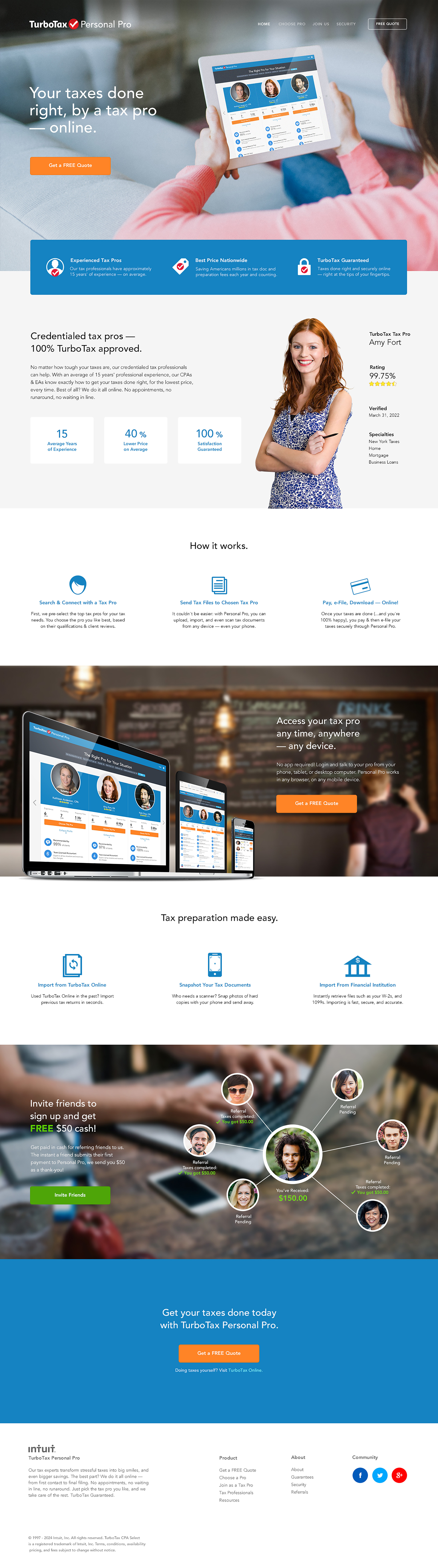 Intuit — TurboTax Personal Pro: "Website" graphic design ui website