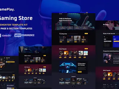 GamePlay - Elementor Template Kit for Video Game Store branding design graphic design illustration typography