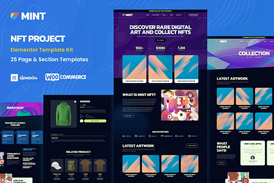 NFT Projects & Achievements WooCommerce Elementor Template branding design graphic design illustration typography