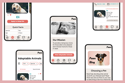 Local Animal Shelter App adopt animal shelter animals cats dogs mobile ui ux design