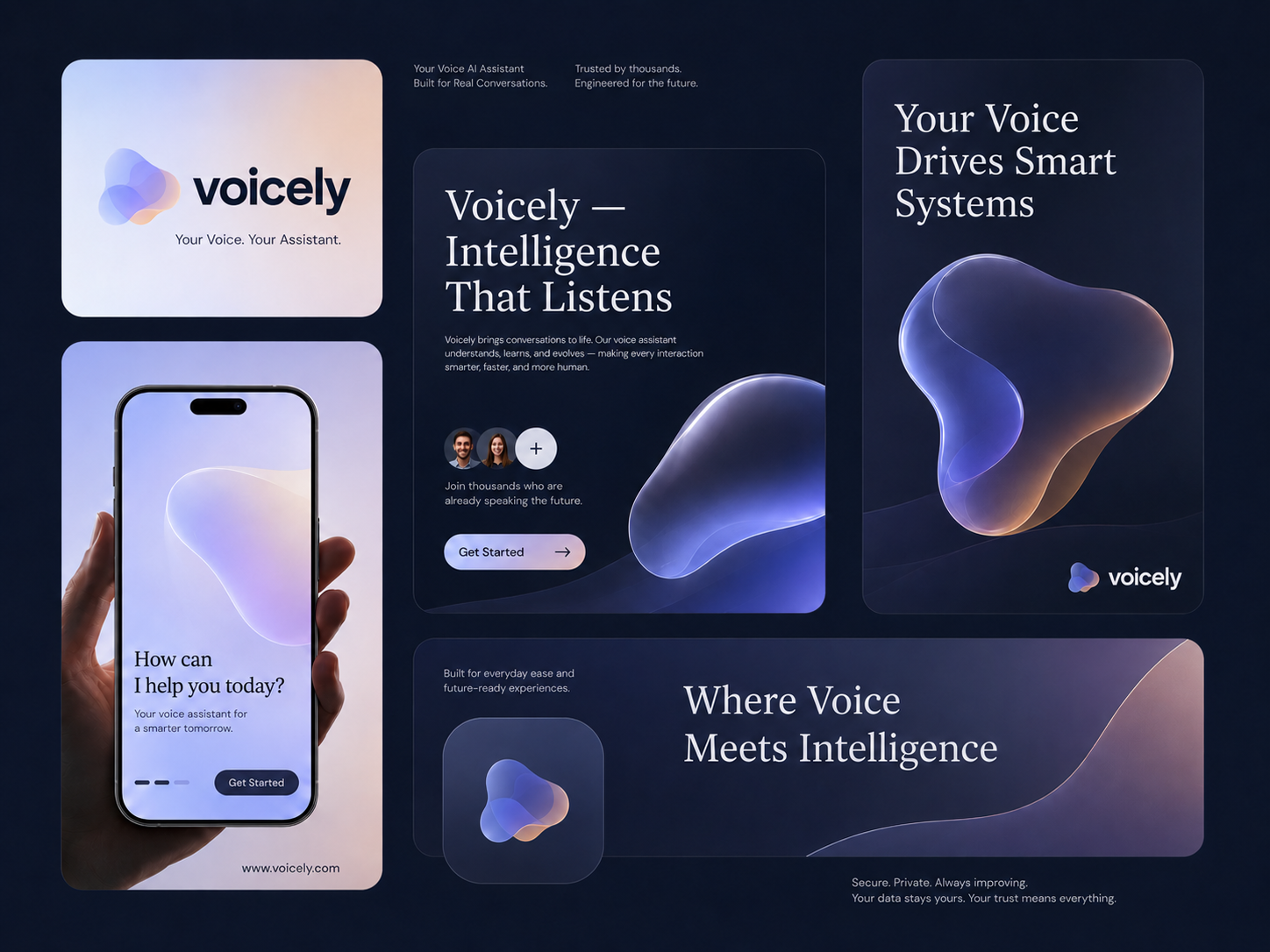 Voicely — AI Voice Assistant App ai ai assistant ai avatar ai chatbo ai voice app ui conversational ai designoweb technologies iot mobile ui nextgen ui saas smart assistant trending designs ui ux voice interface