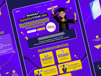 Deall Jobs Landing Page Web Design 3d app branding design graphic design illustration logo minimal ui ux vector