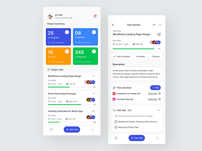 Project & Task Management App UI app app design best clean design figma inspiration management mobile app mordern product design project project management task top ui ui design uiux ux ux design