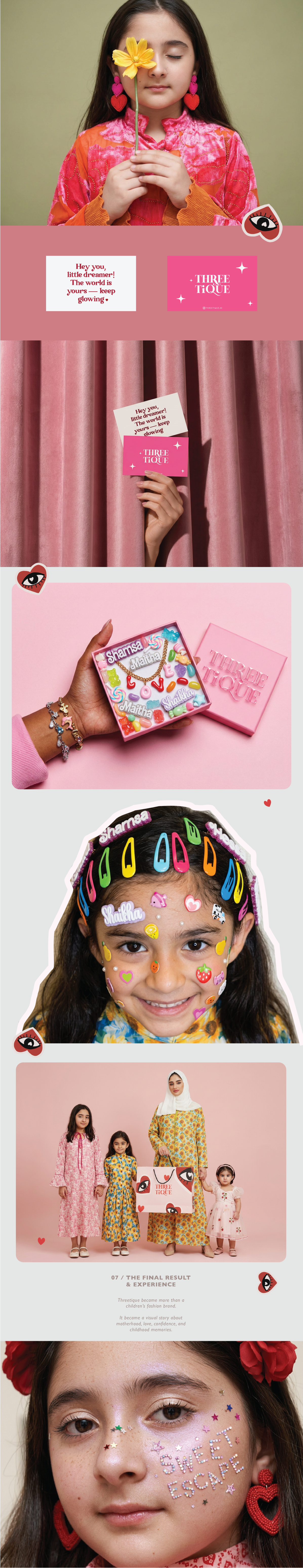 Threetique — Kidswear Brand Identity UAE arabic design brand identity branding branding kids branding logo design packaging design visual fashion branding uae graphic design identity luxury kids fashion logo luxury branding