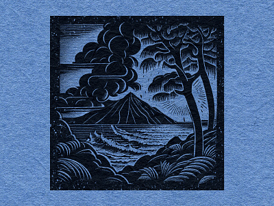 Hawaii Volcano design hawaii illustration linocut retro t shirt vintage