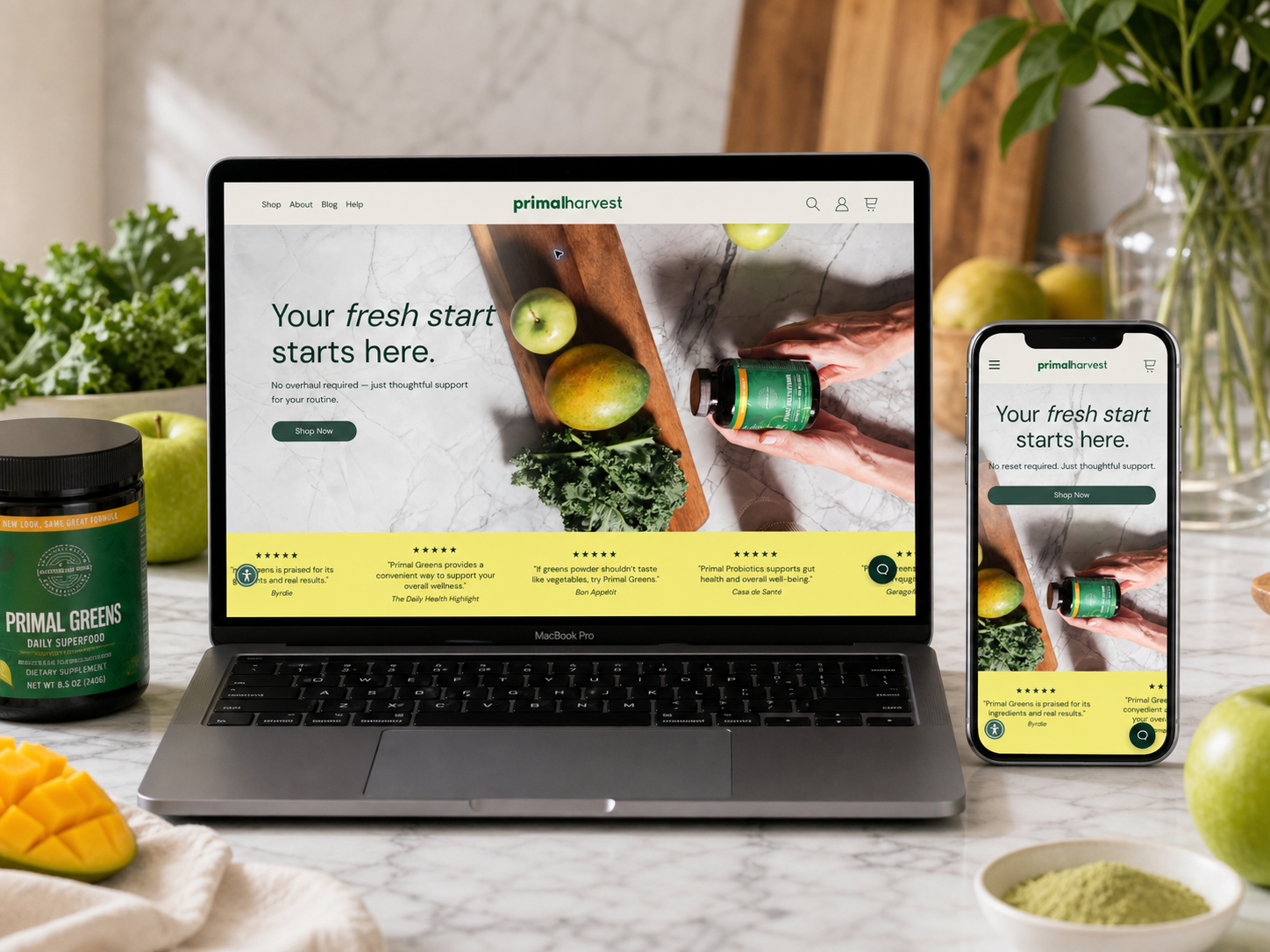 Primal Harvest Wellness UX/UI Case Study brand identity conversion design e commerce design ecommerce design ecommerce website landing page mobile design online store product page responsive design shopify shopify design shopify store shopify store design shopify website ui design ux design web design website design website redesign