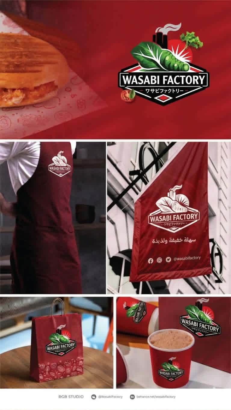 Wasabi Factory – Japanese Restaurant Logo Design branding design gradient logo graphic design illustration logo modern logo motion graphics ui vector