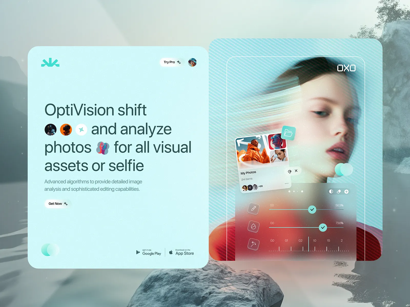 Example of OptiVision - AI Photo Editing Landing Page